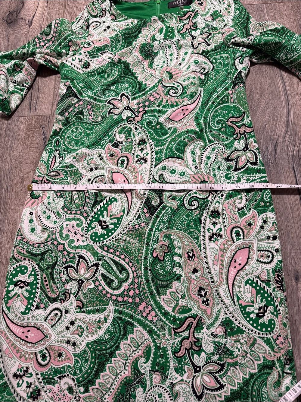 Kasper Green Paisley Midi Dress with Pink & White Accents - Picture 5 of 13